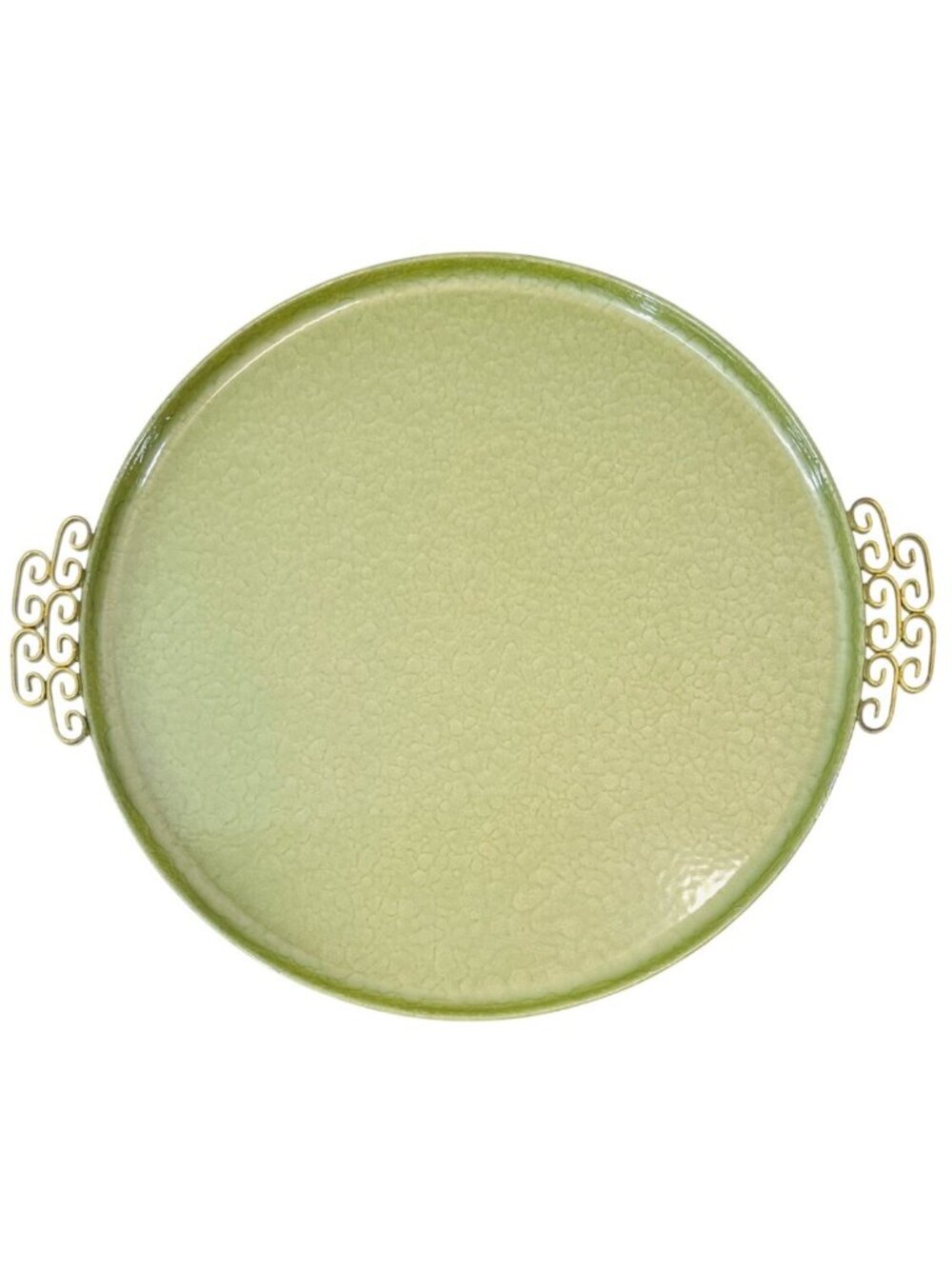 Vintage Kyes of Pasadena Moiré Glaze Serving Tray - MCM Hollywood Regency Green